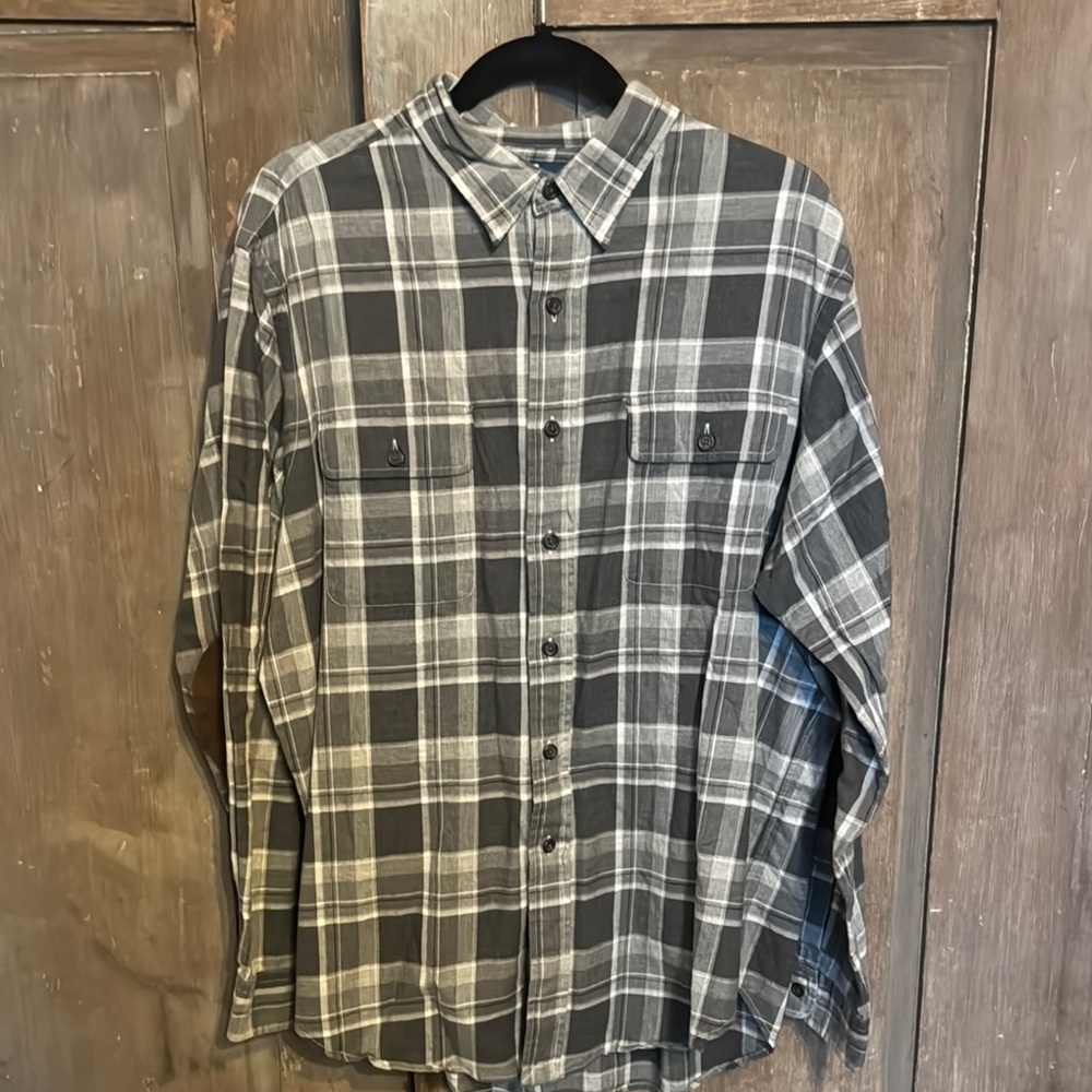 Men's Grey Plaid Shirt Polo Ralph Lauren Large
